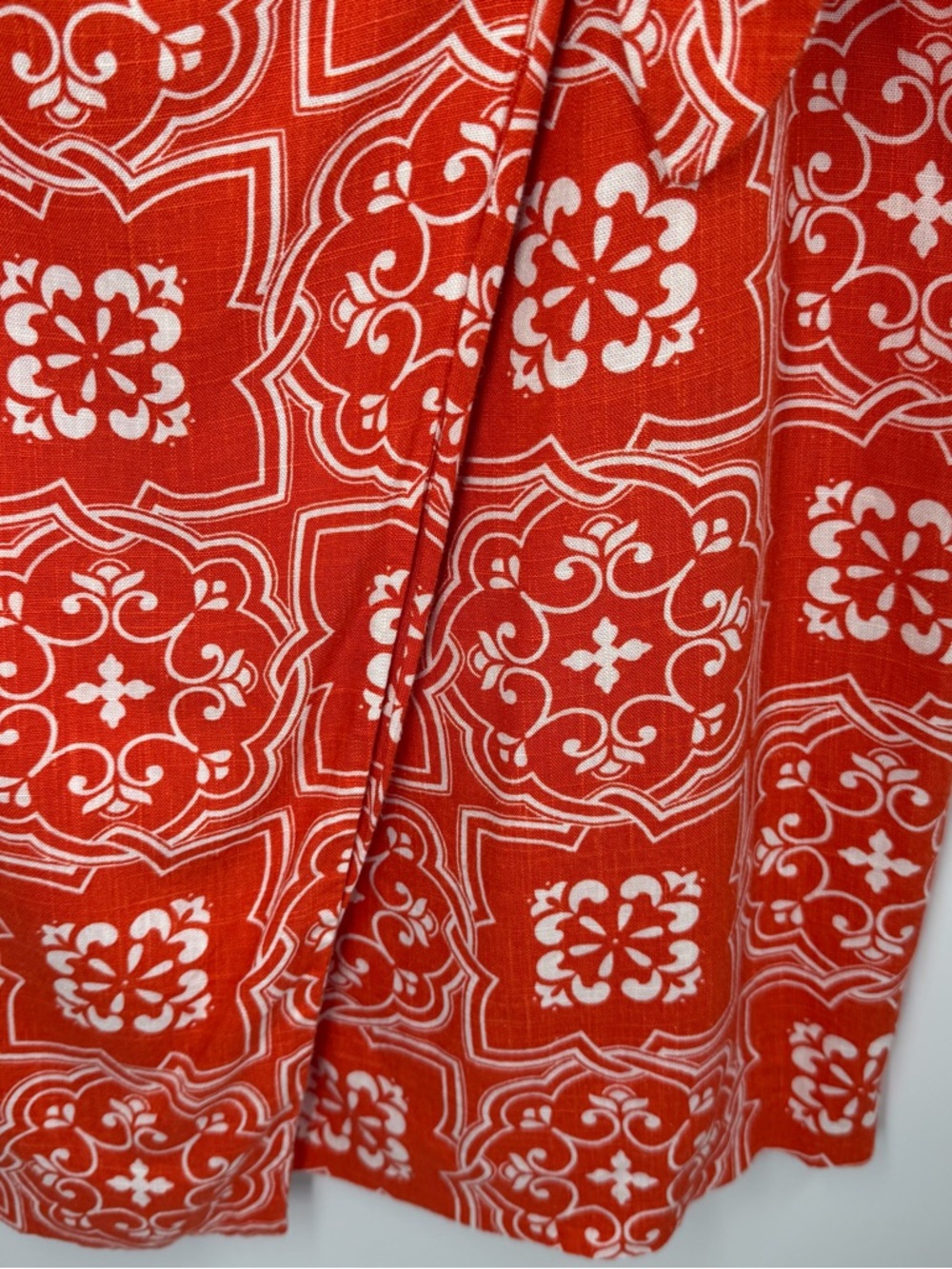 Ann Taylor Orange and White Geometric Tie-Waist Pencil Skirt - Picture 5 of 10
